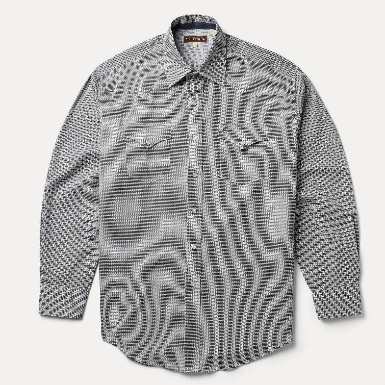 Grey Geo Print Western Shirt Grey