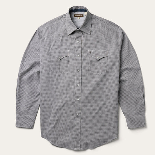 Grey Geo Print Western Shirt Grey