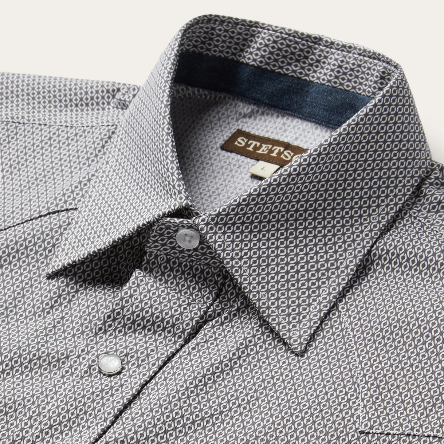 Grey Geo Print Western Shirt Grey