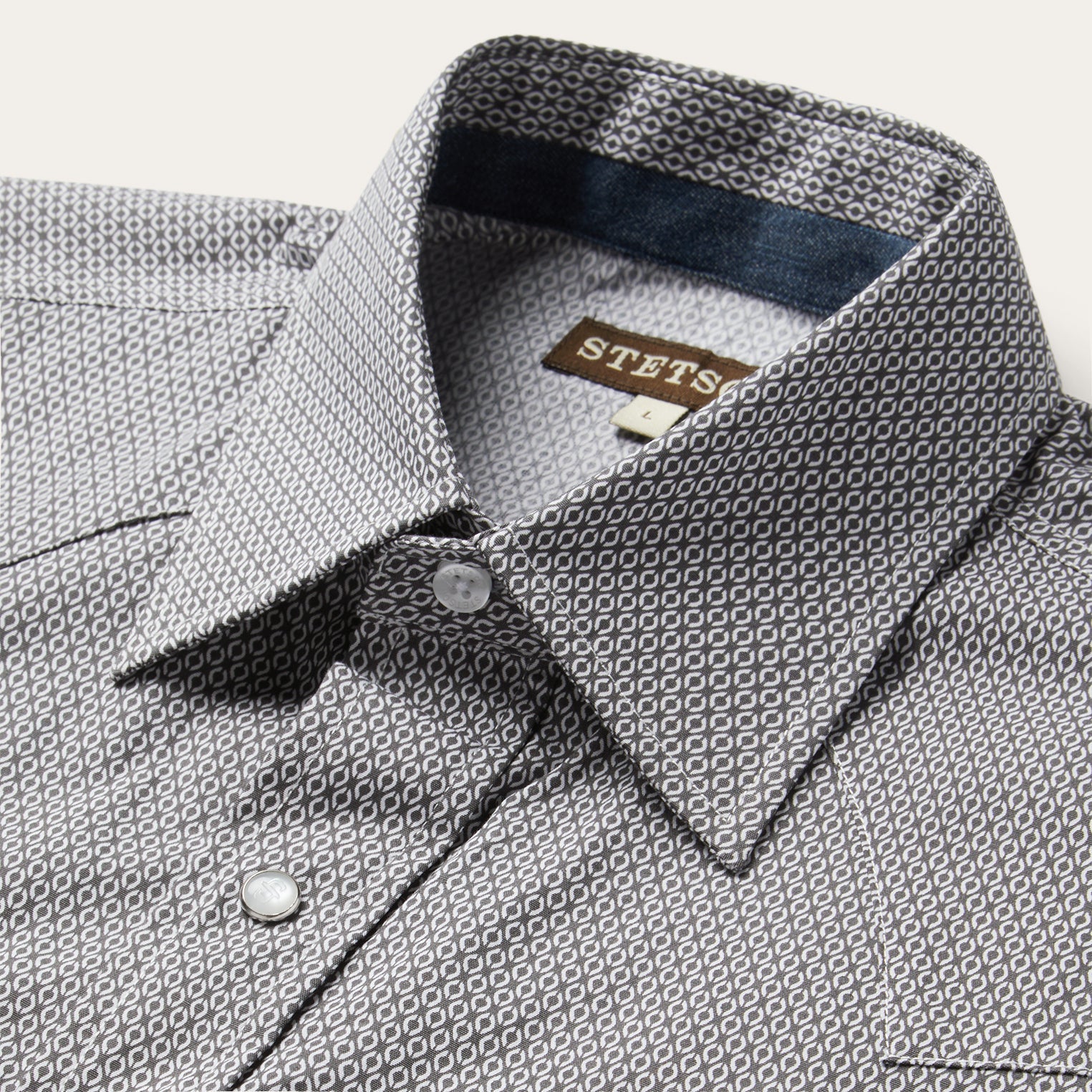 Grey Geo Print Western Shirt Grey