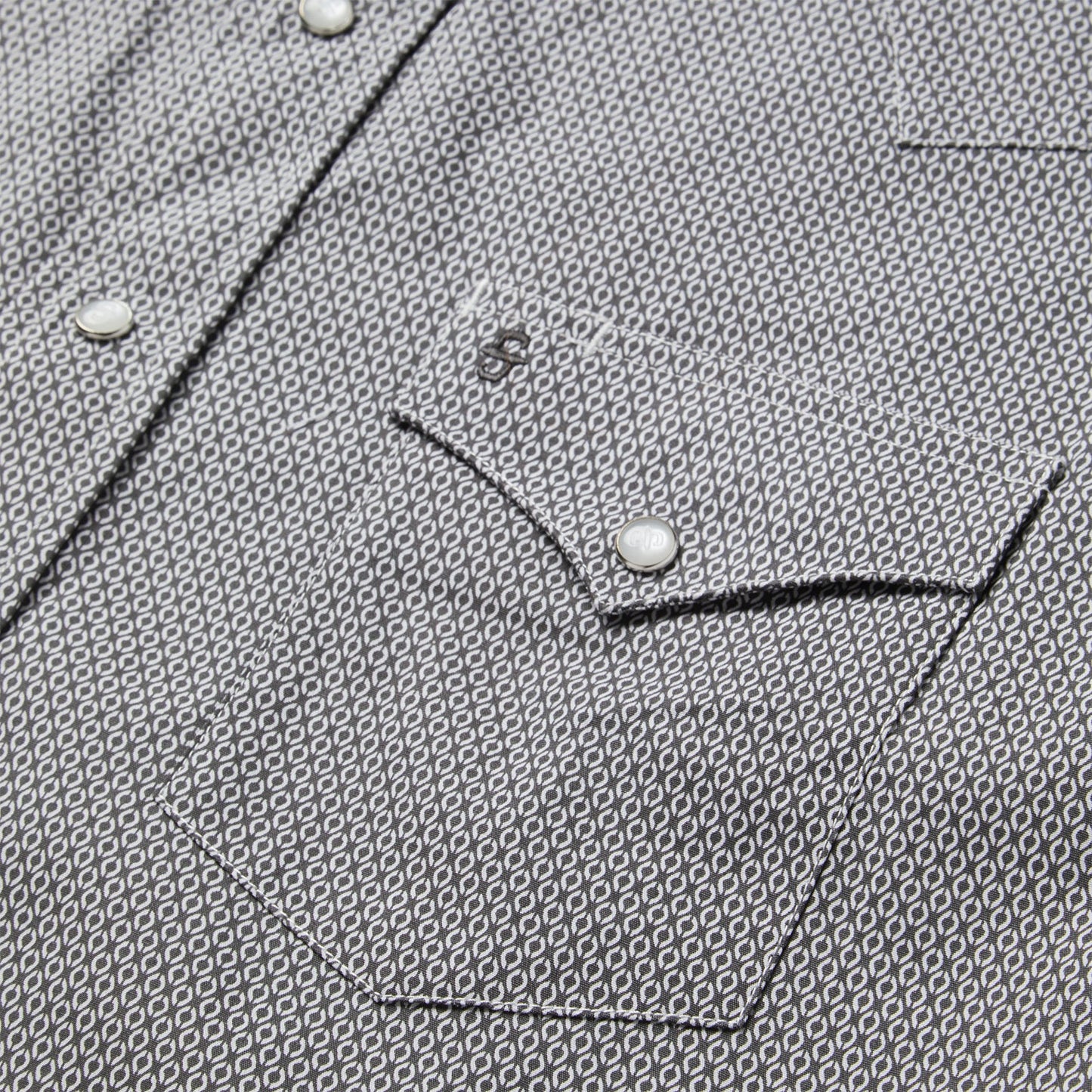 Grey Geo Print Western Shirt Grey