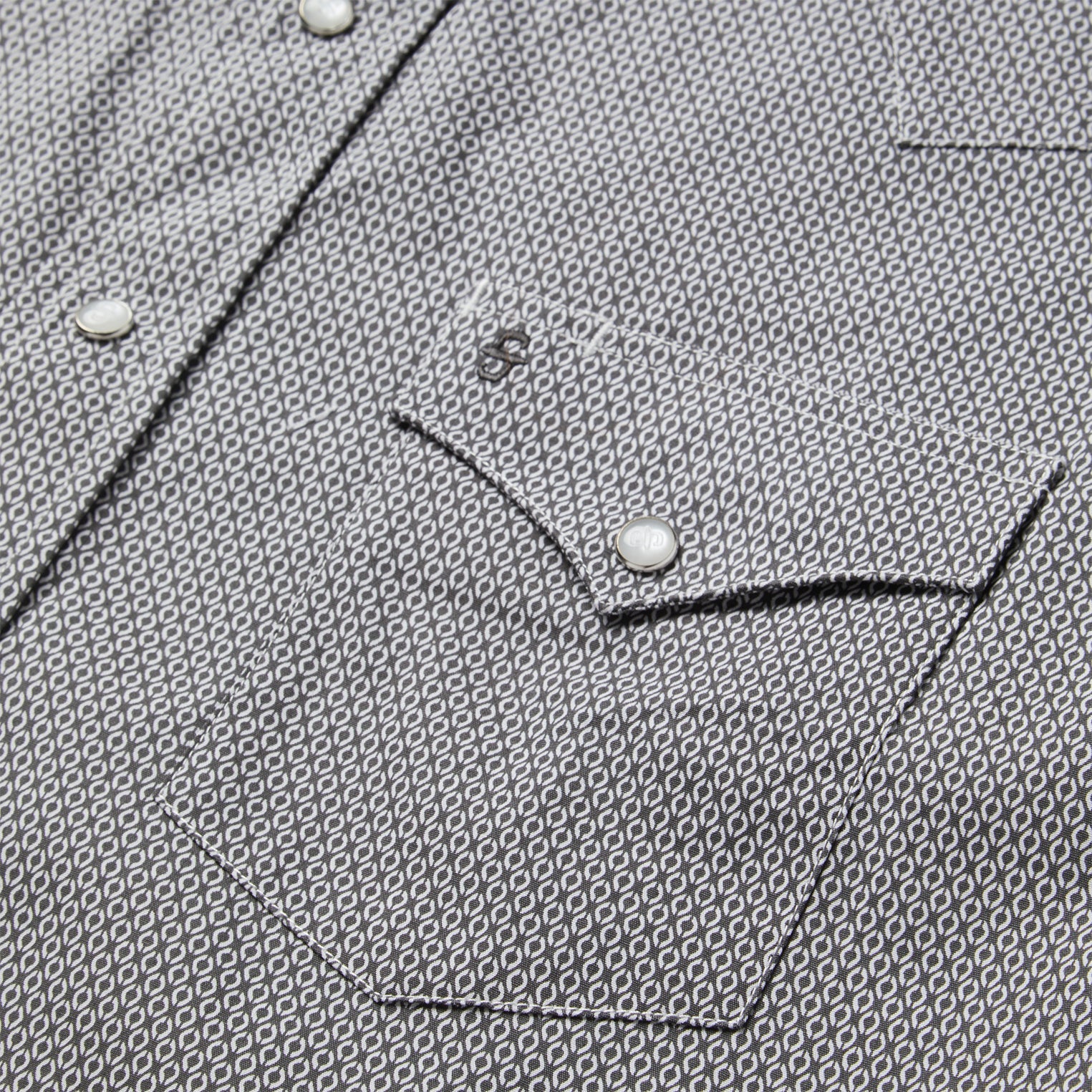 Grey Geo Print Western Shirt Grey