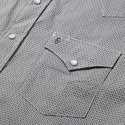 Grey Geo Print Western Shirt Grey