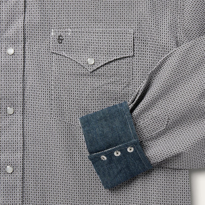 Grey Geo Print Western Shirt Grey