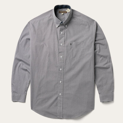 Grey Geo Print Button Front Shirt Grey