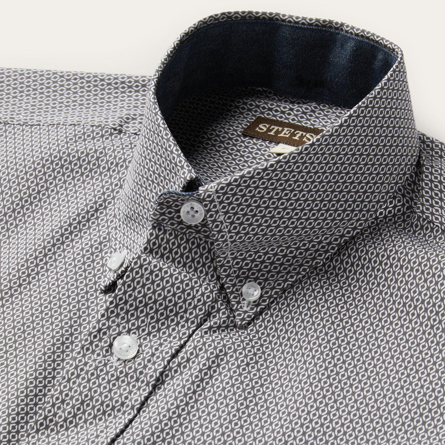 Grey Geo Print Button Front Shirt Grey