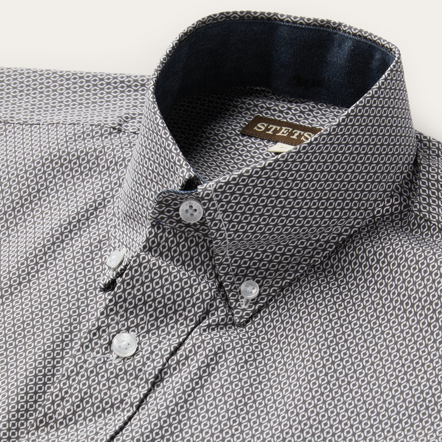 Grey Geo Print Button Front Shirt Grey