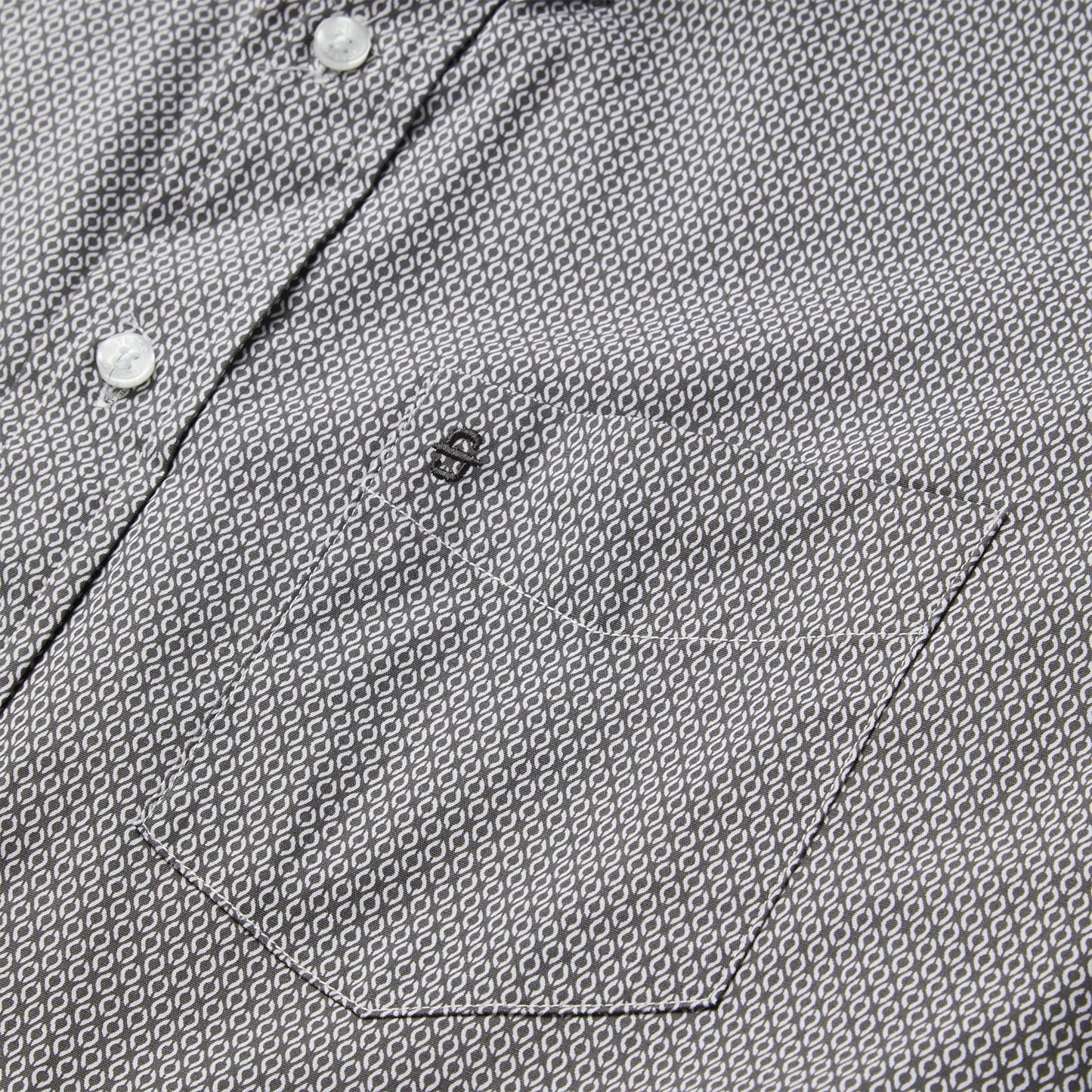 Grey Geo Print Button Front Shirt Grey