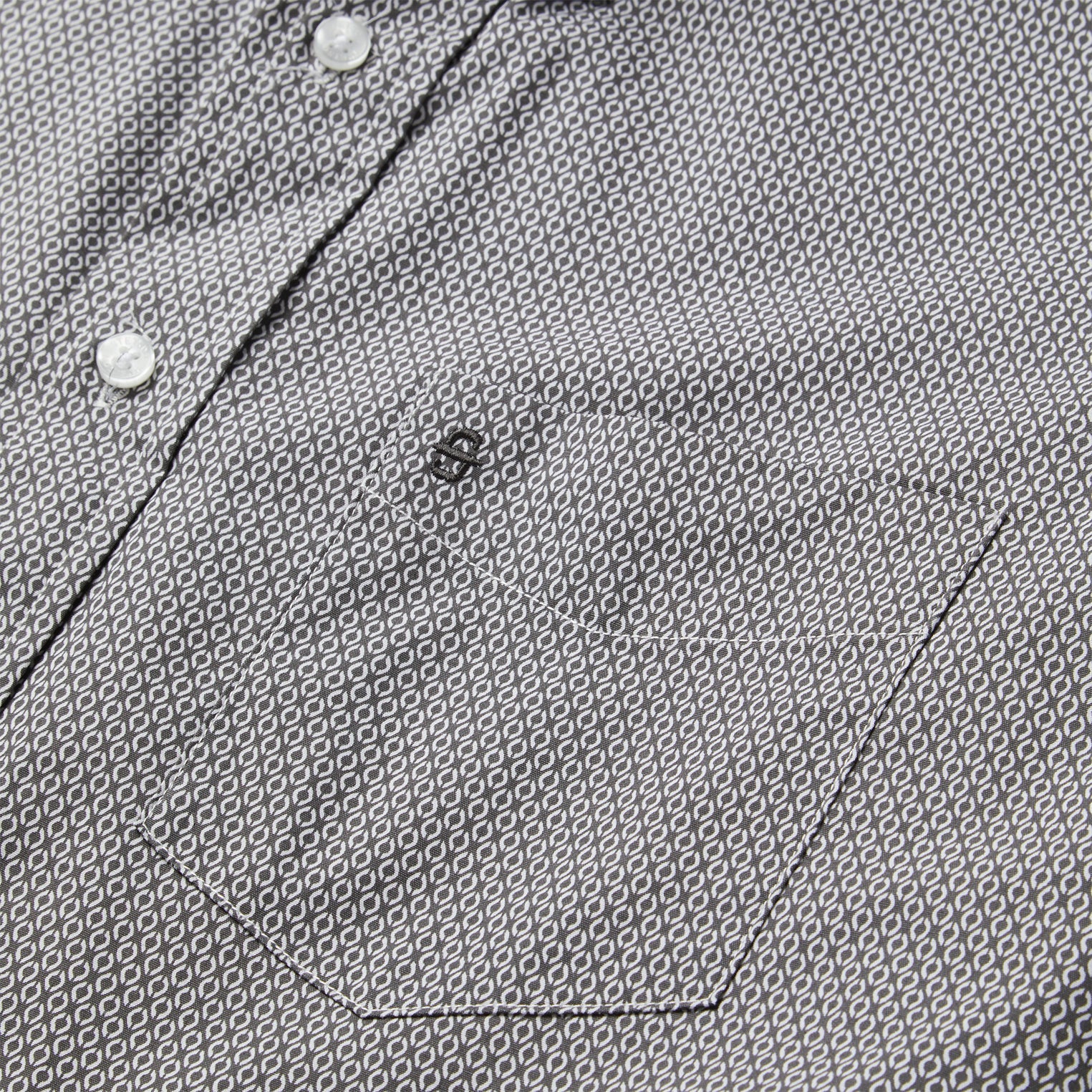 Grey Geo Print Button Front Shirt Grey