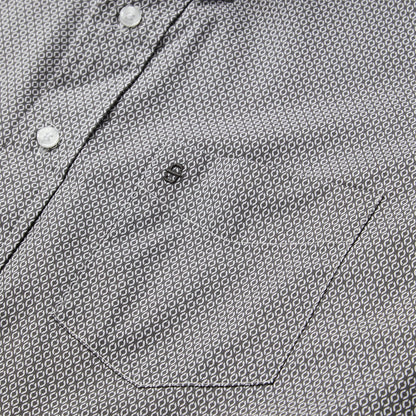 Grey Geo Print Button Front Shirt Grey