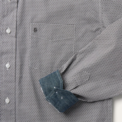 Grey Geo Print Button Front Shirt Grey