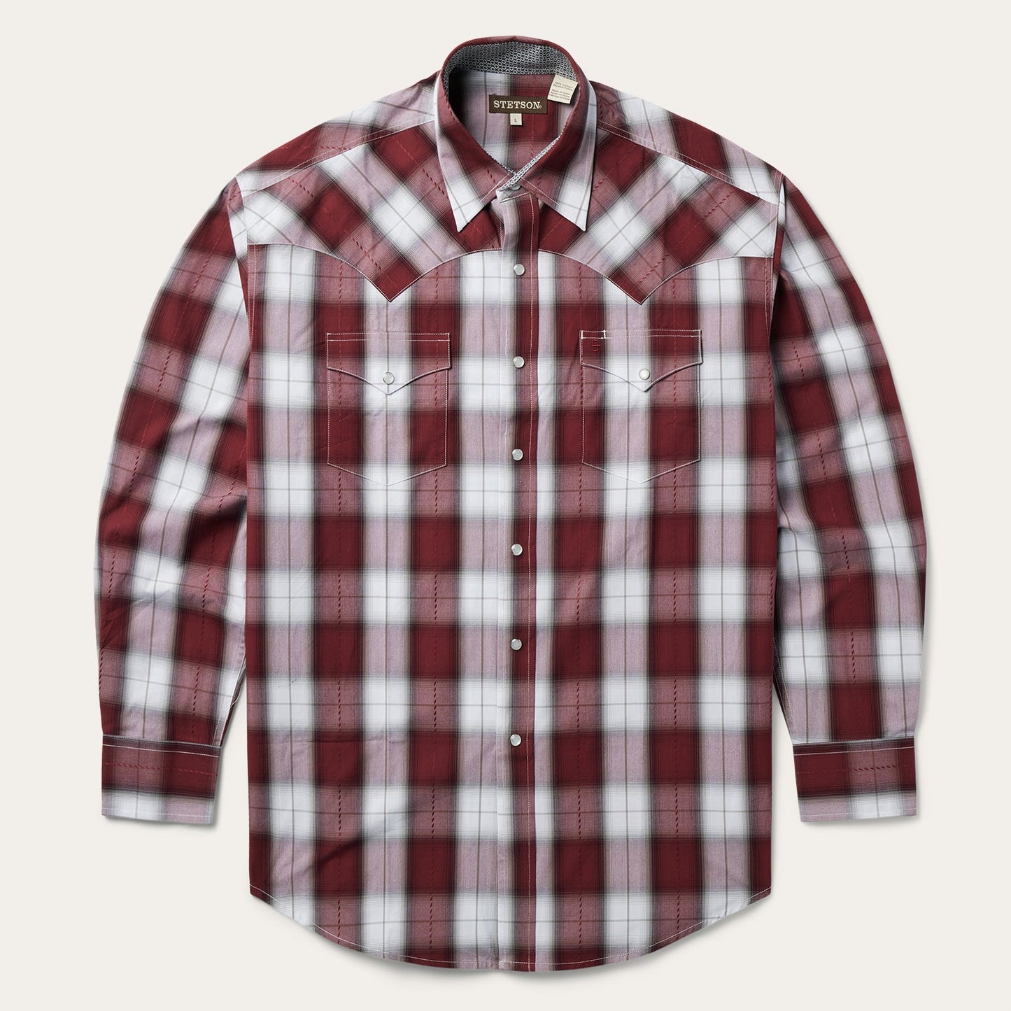 Shadow Plaid Western Shirt Wine