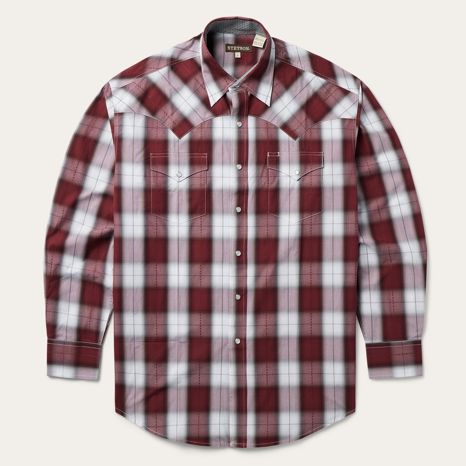 Shadow Plaid Western Shirt Wine