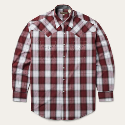 Shadow Plaid Western Shirt Wine