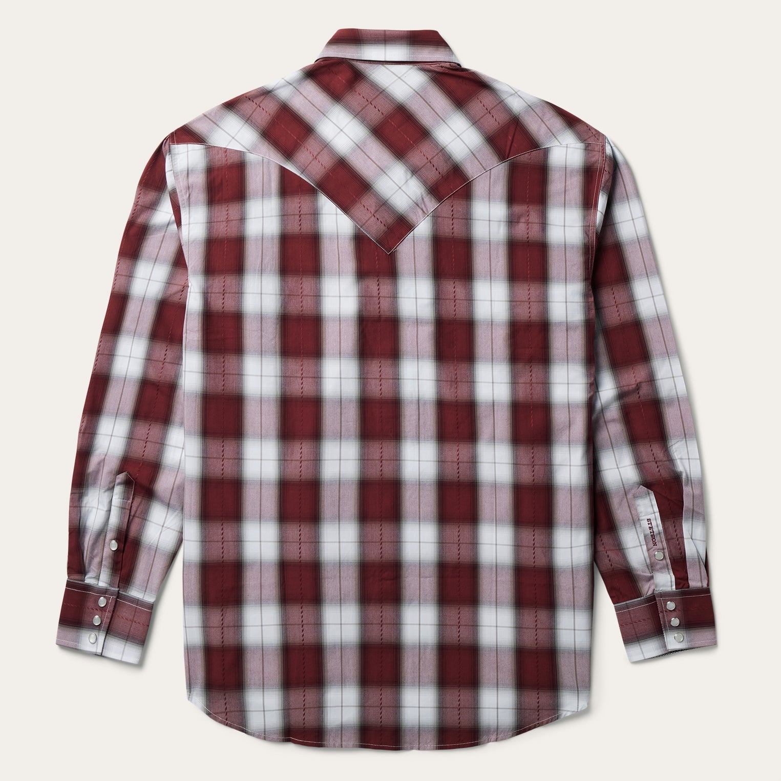 Shadow Plaid Western Shirt Wine