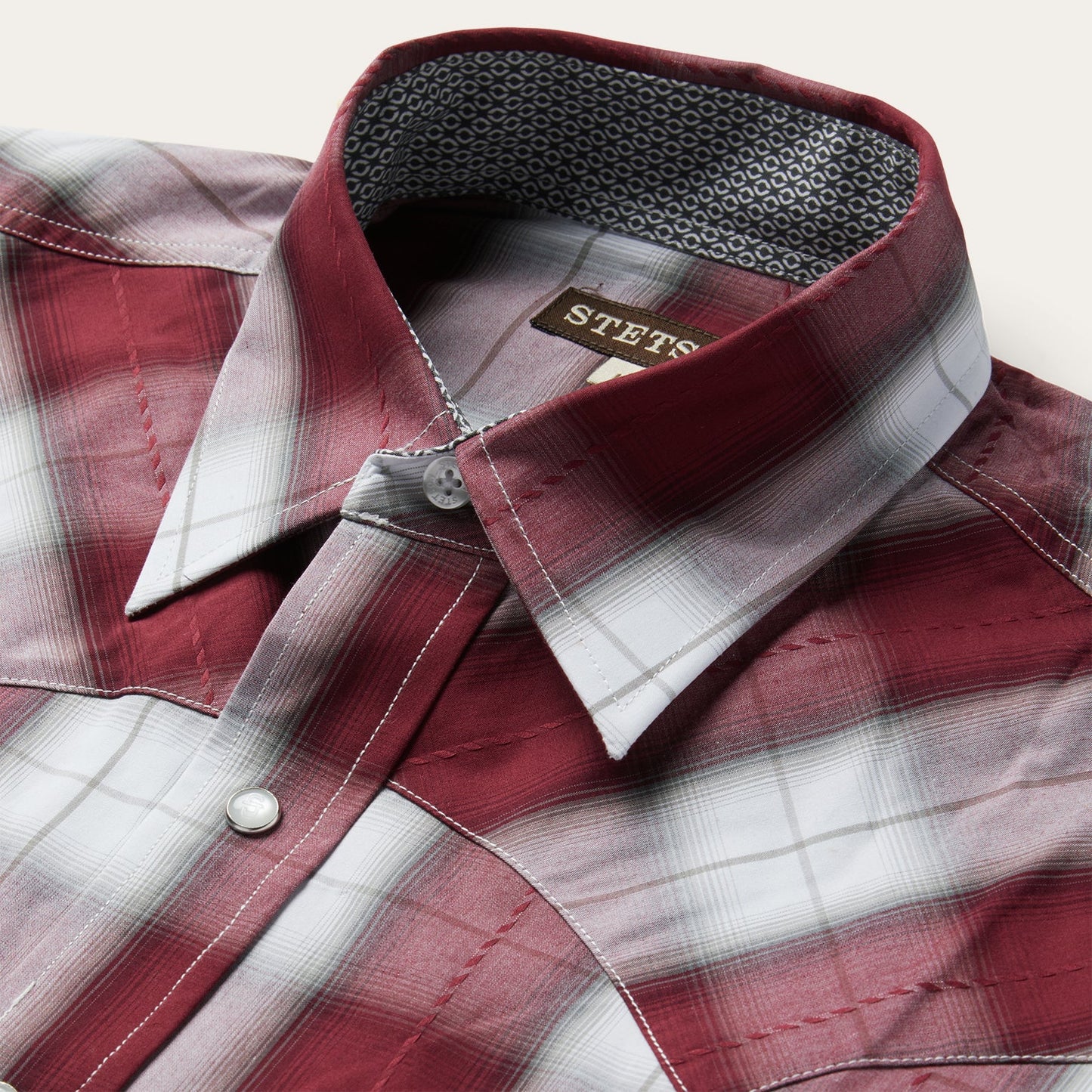 Shadow Plaid Western Shirt Wine