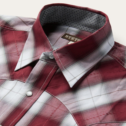 Shadow Plaid Western Shirt Wine