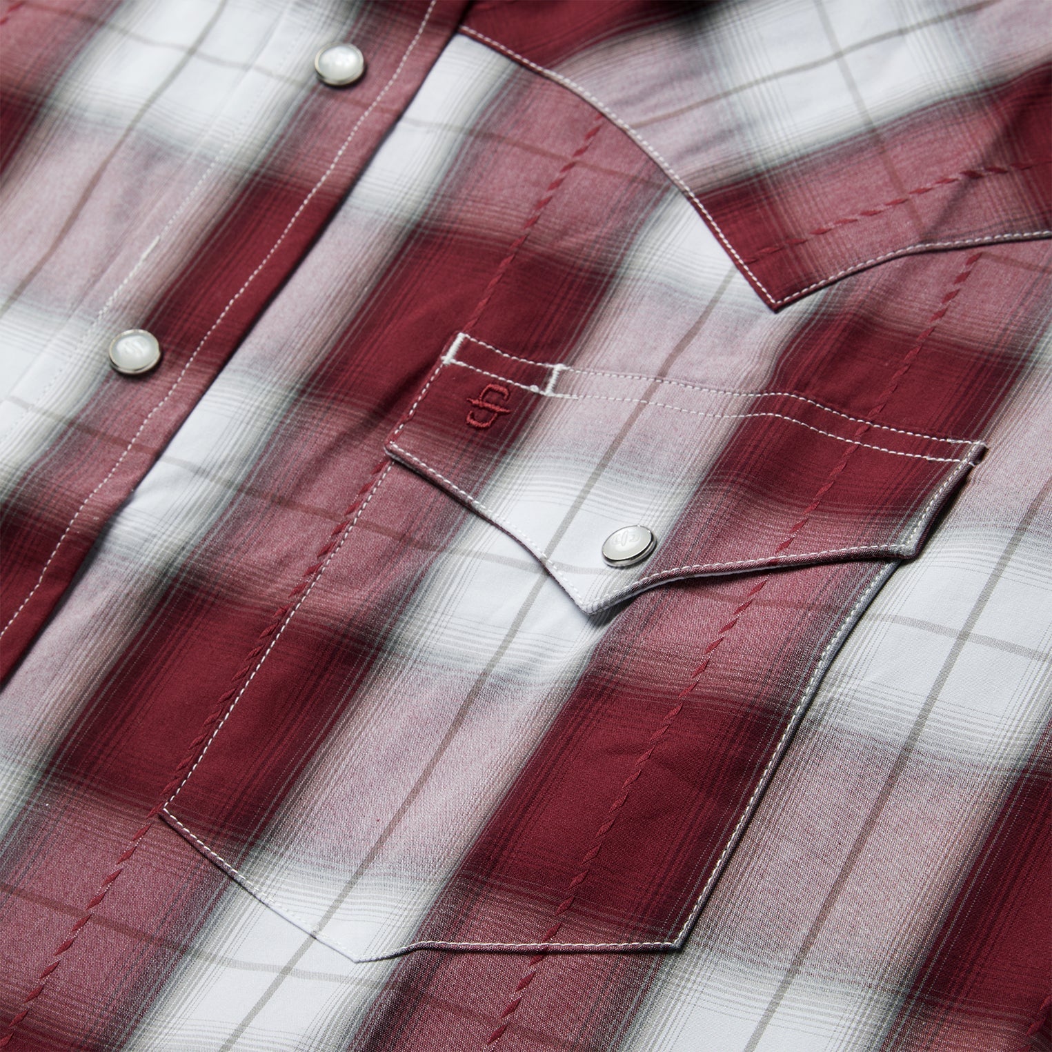 Shadow Plaid Western Shirt Wine