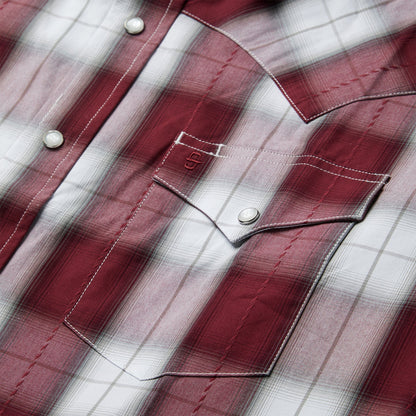 Shadow Plaid Western Shirt Wine