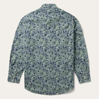 Greenspring Paisley Print Western Shirt Blue