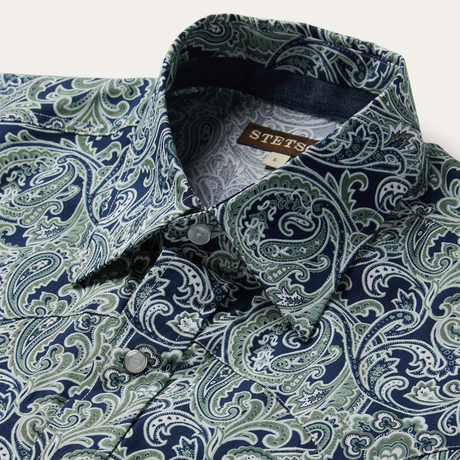 Greenspring Paisley Print Western Shirt Blue