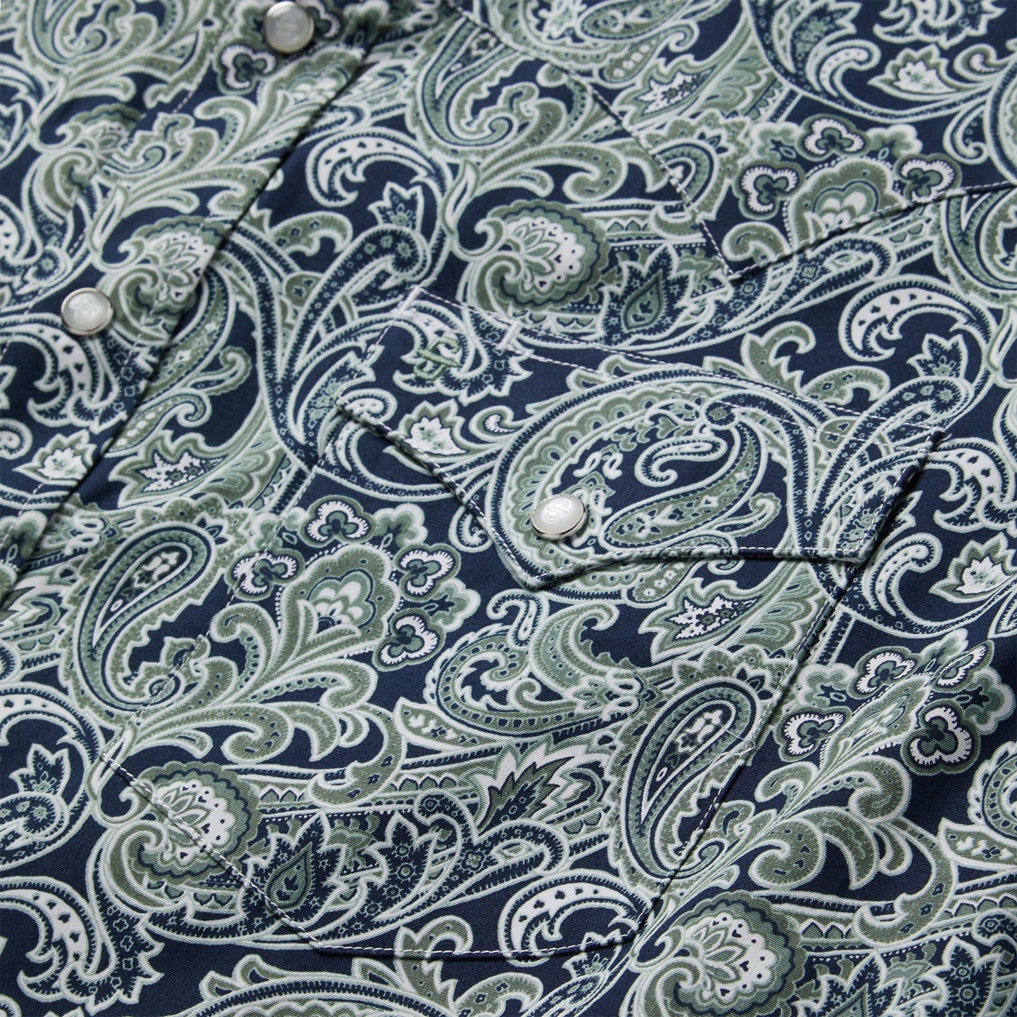 Greenspring Paisley Print Western Shirt Blue