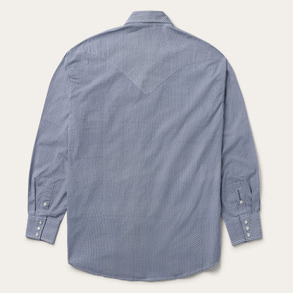 Blue Deco Geo Print Western Shirt Blue