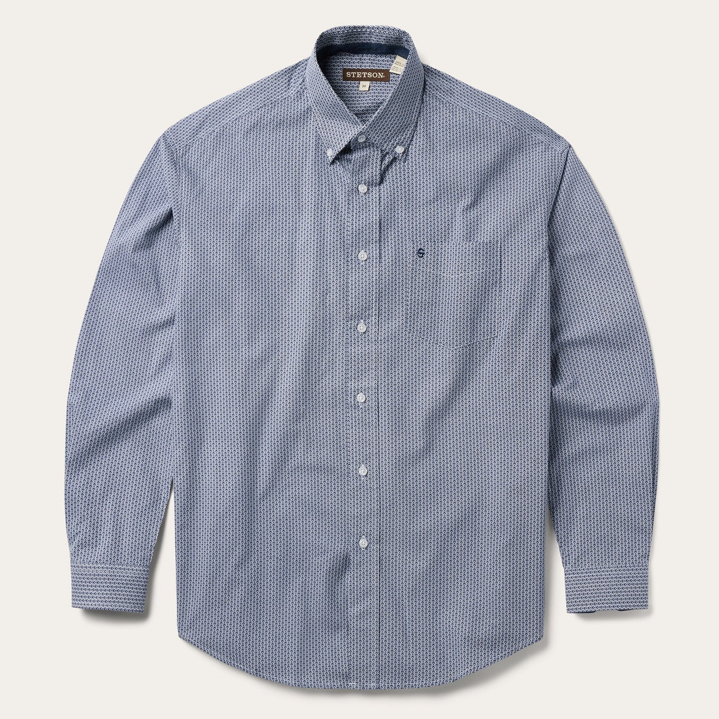 Blue Deco Geo Print Button Front Shirt Blue