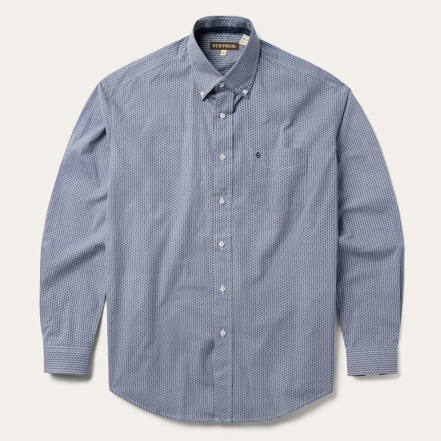 Blue Deco Geo Print Button Front Shirt Blue