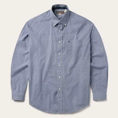 Blue Deco Geo Print Button Front Shirt Blue