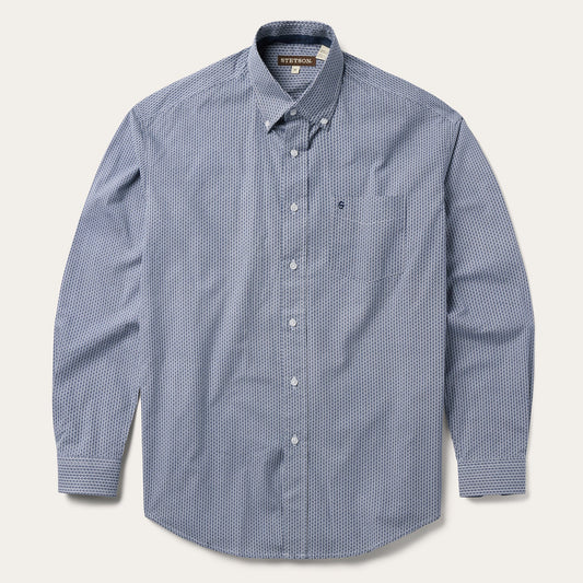 Blue Deco Geo Print Button Front Shirt Blue