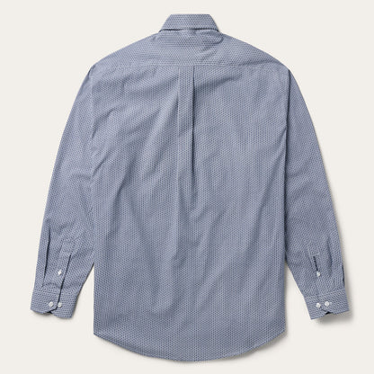 Blue Deco Geo Print Button Front Shirt Blue