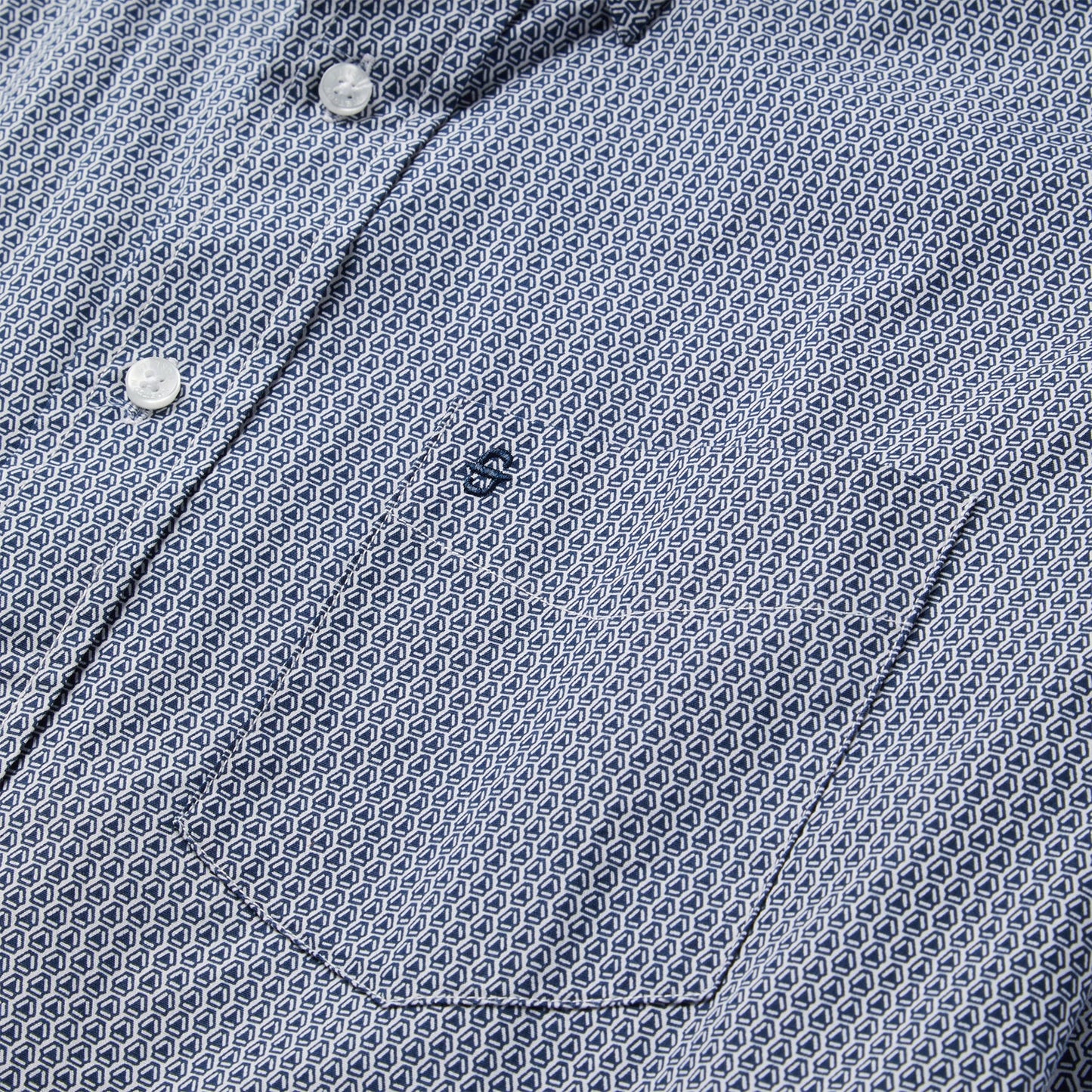 Blue Deco Geo Print Button Front Shirt Blue