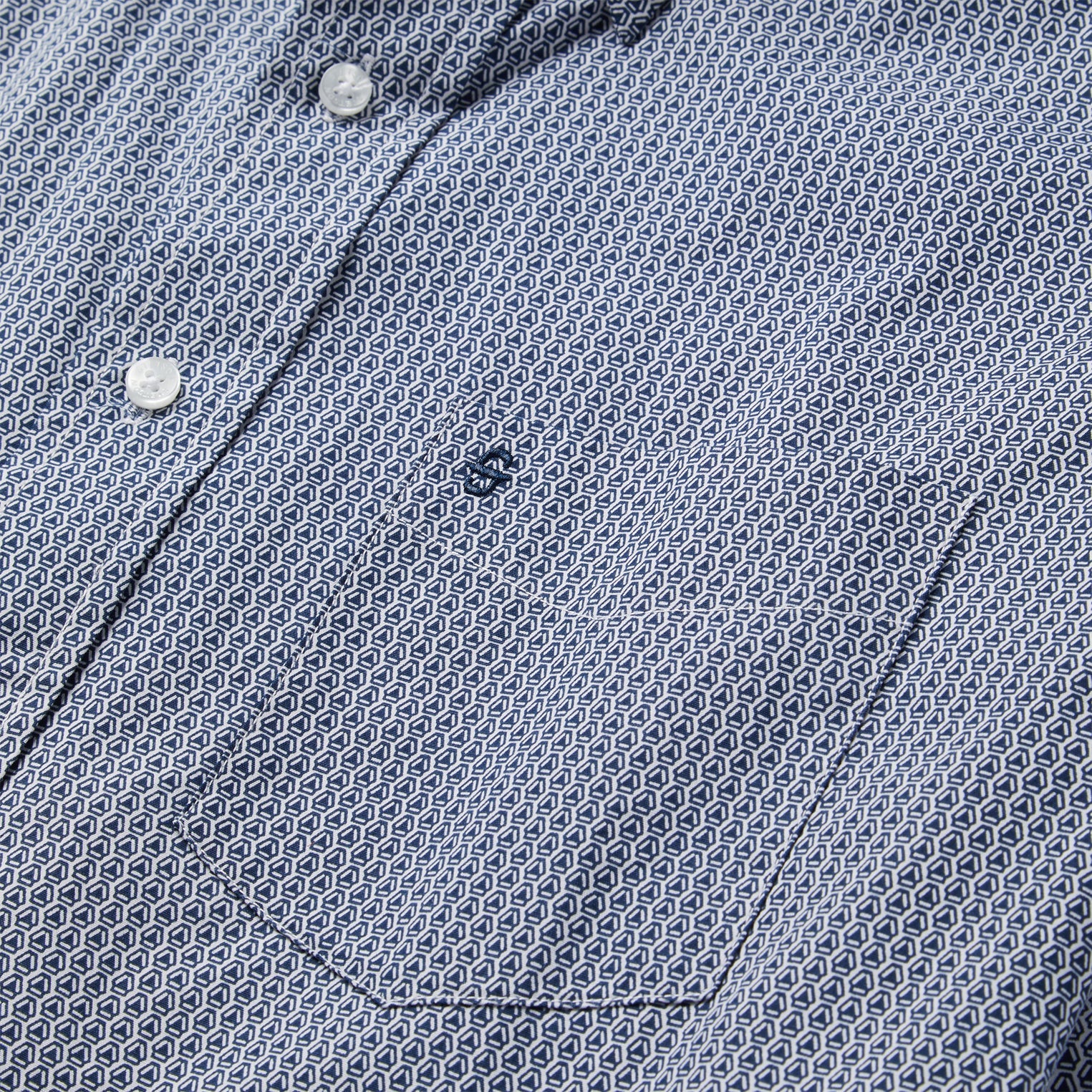 Blue Deco Geo Print Button Front Shirt Blue