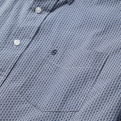 Blue Deco Geo Print Button Front Shirt Blue