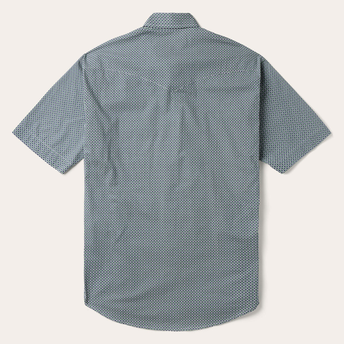 Circle Diamond Print Short Sleeve Western Shirt Green
