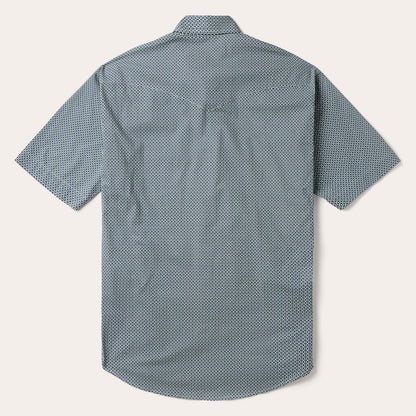 Circle Diamond Print Short Sleeve Western Shirt Green