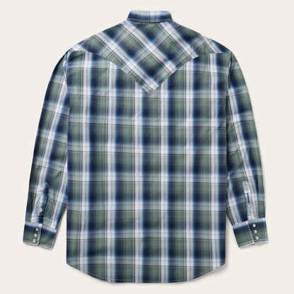 Lucky Diamond Plaid Western Shirt Green