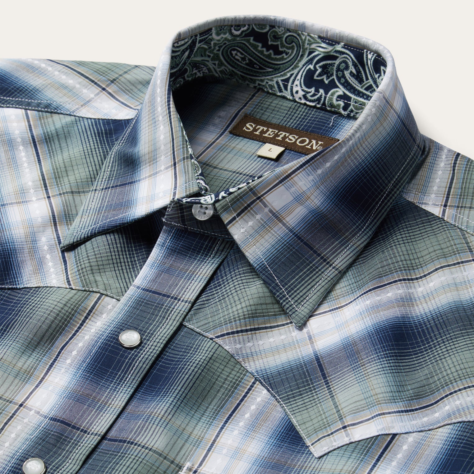Lucky Diamond Plaid Western Shirt Green