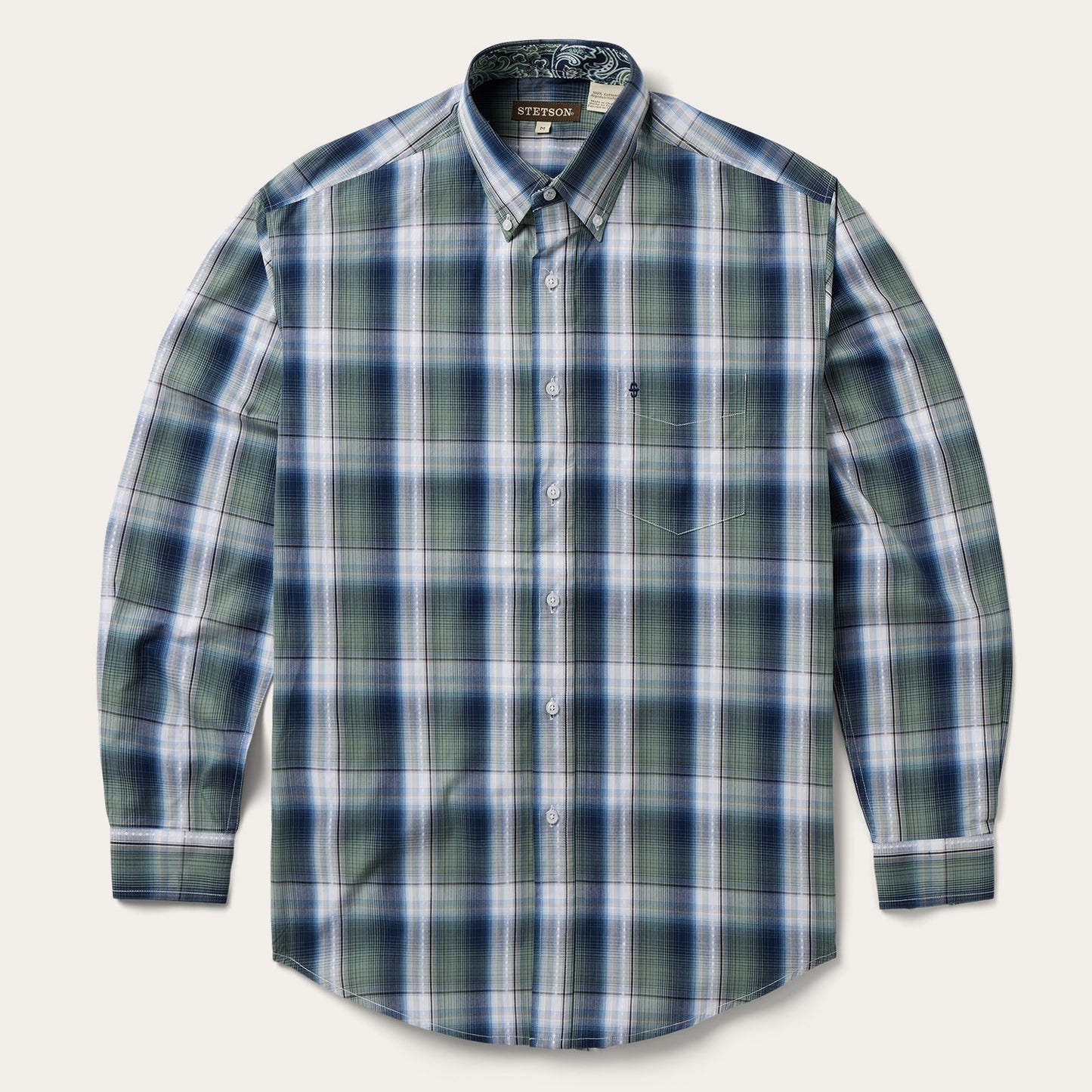 Lucky Diamond Plaid Button Front Shirt Green
