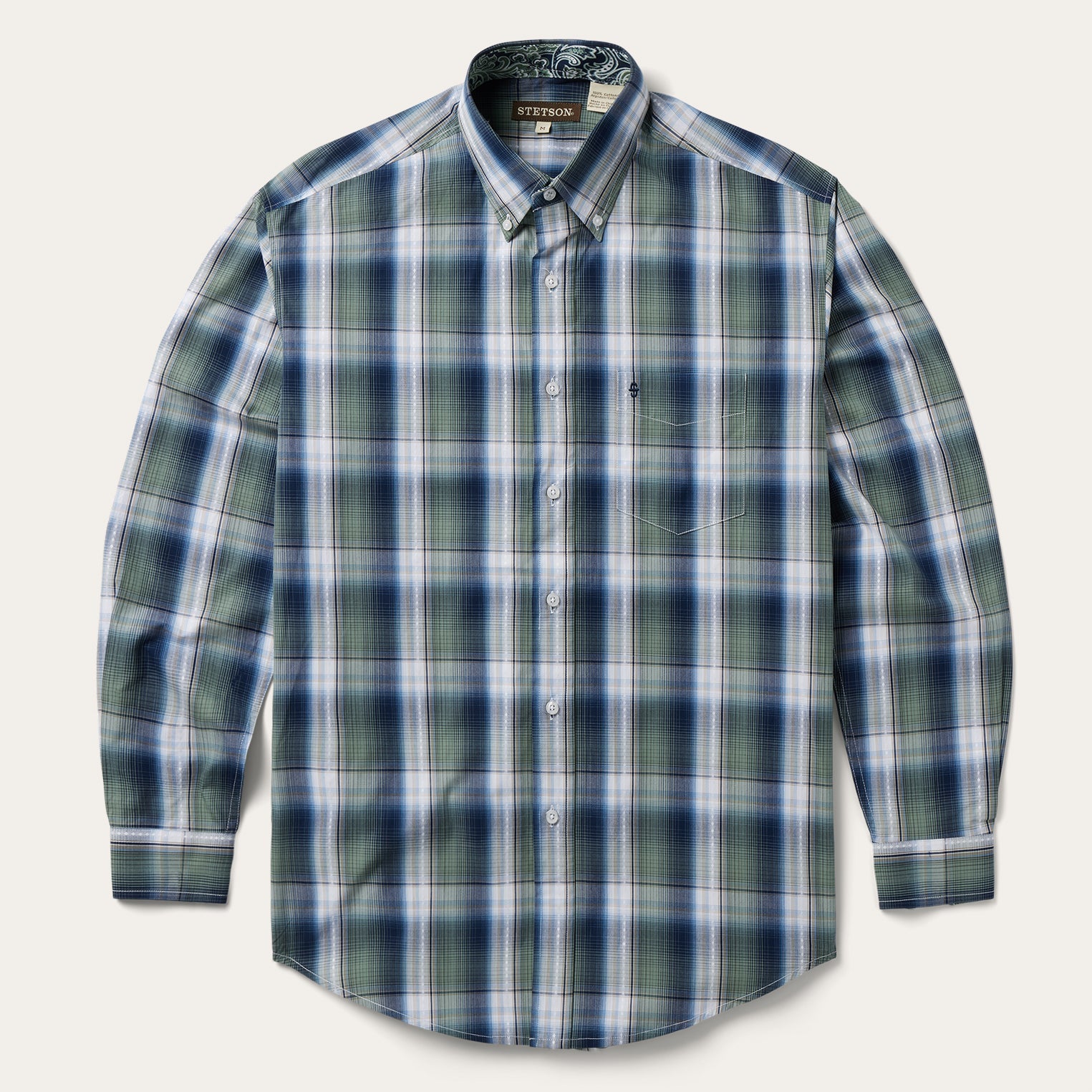Lucky Diamond Plaid Button Front Shirt Green