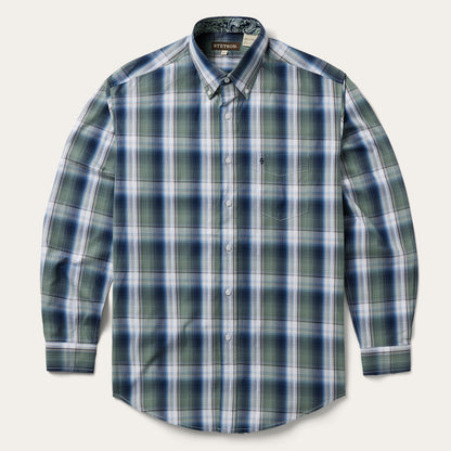 Lucky Diamond Plaid Button Front Shirt Green