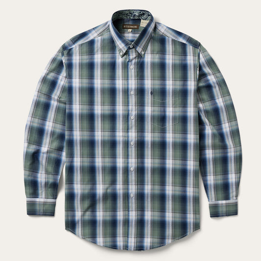 Lucky Diamond Plaid Button Front Shirt Green