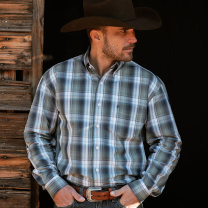 Lucky Diamond Plaid Button Front Shirt Green