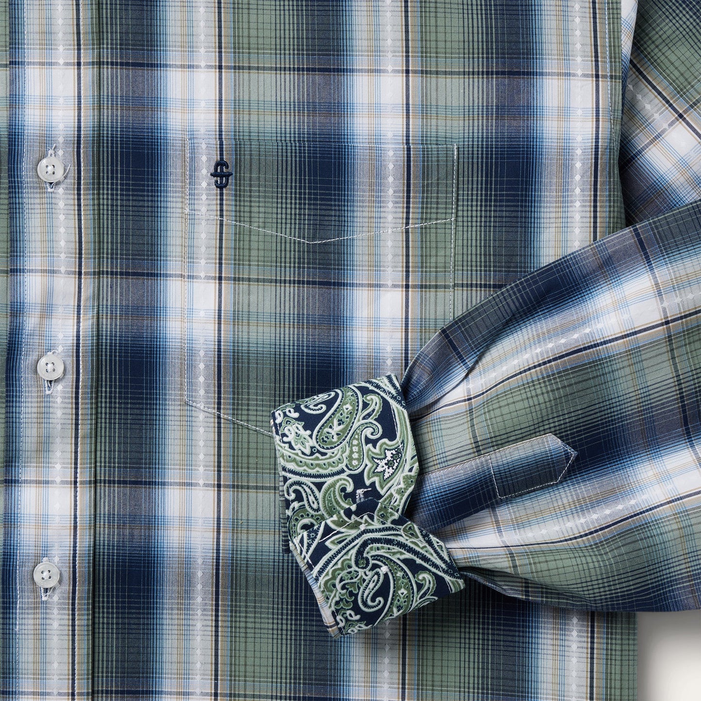 Lucky Diamond Plaid Button Front Shirt Green