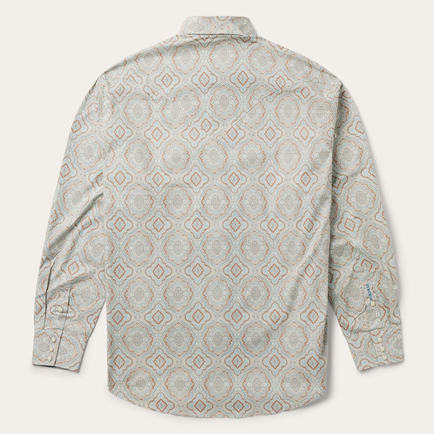 Aqua Paisley Print Western Shirt Green