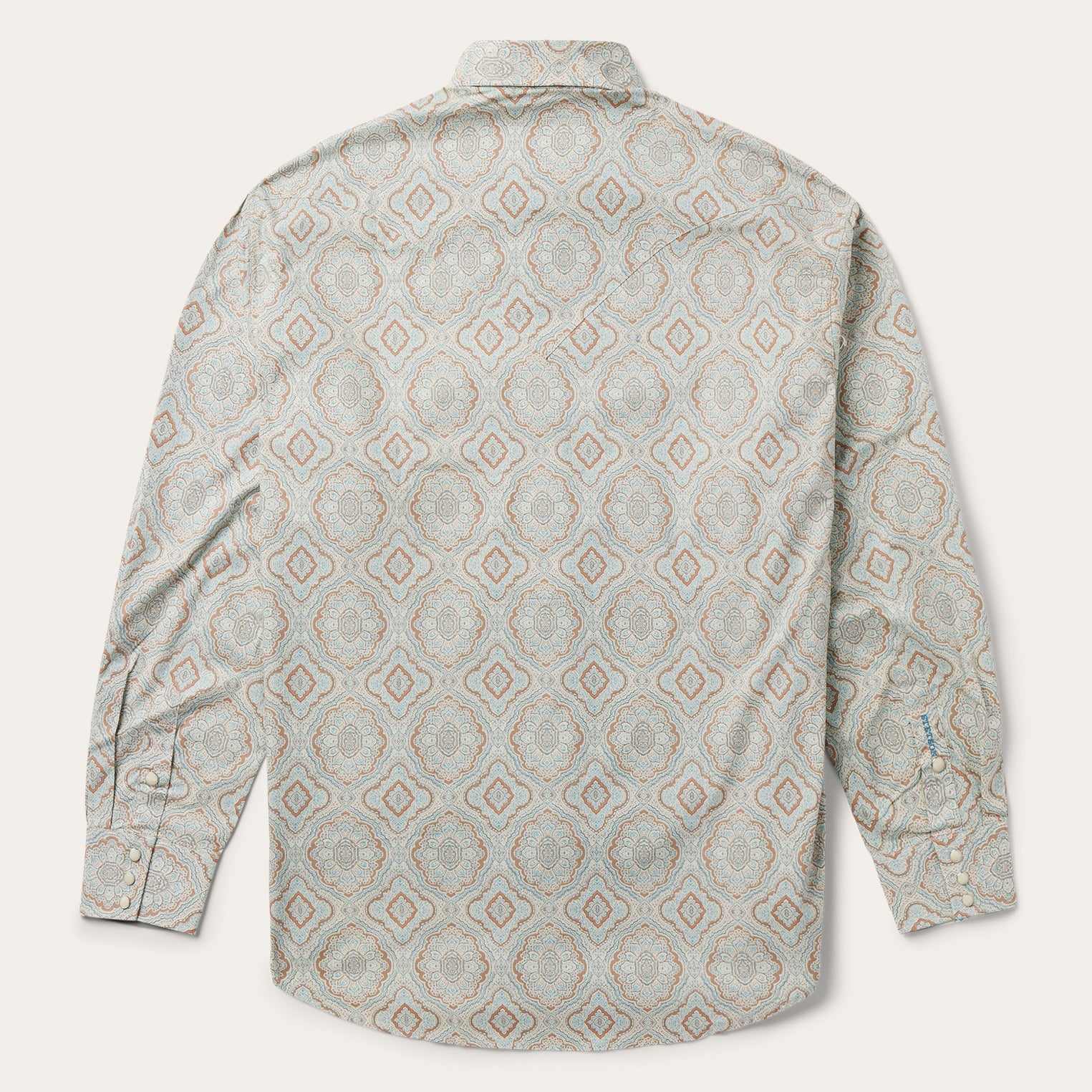 Aqua Paisley Print Western Shirt Green