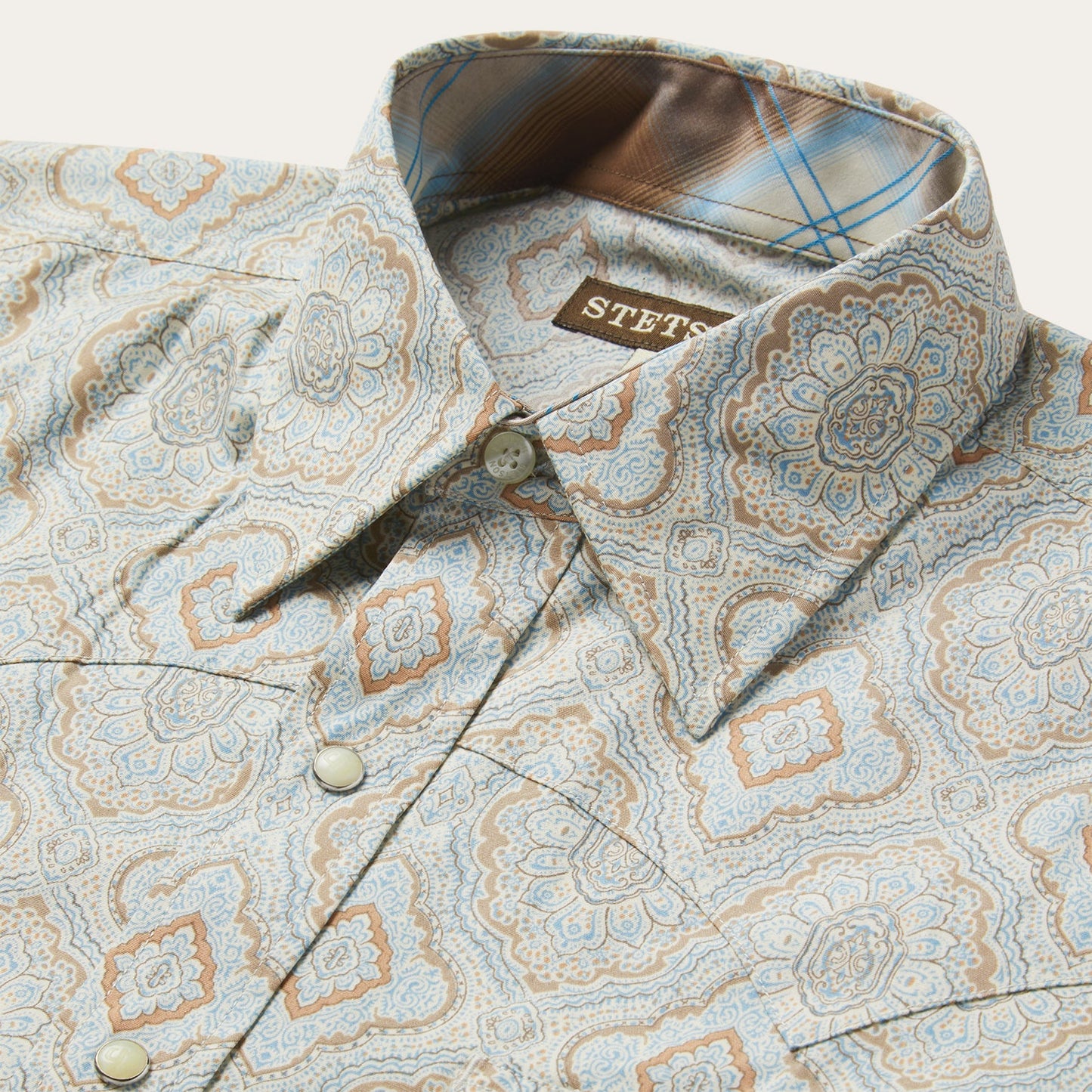Aqua Paisley Print Western Shirt Green
