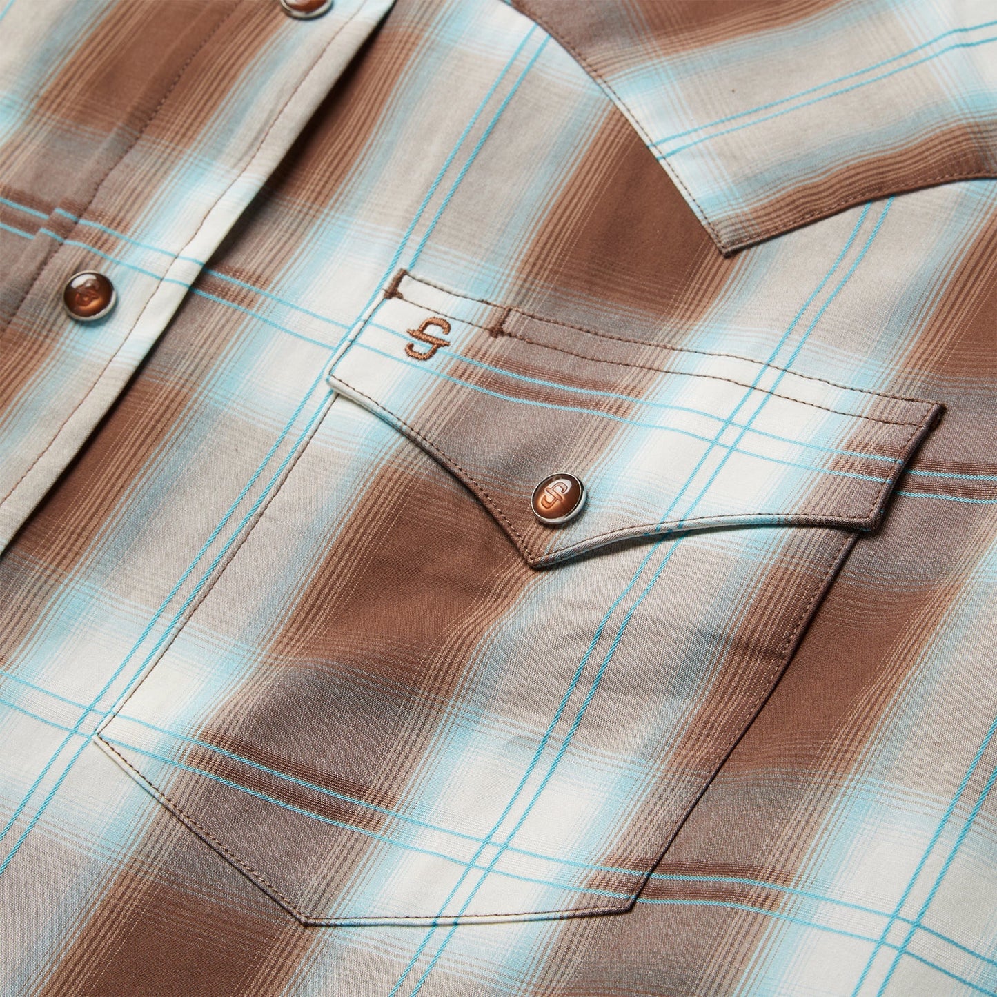 Sand Ombre Plaid Western Shirt Brown