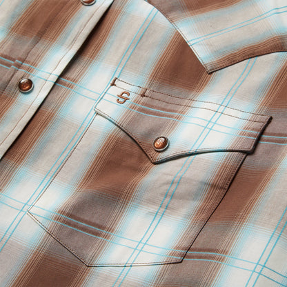 Sand Ombre Plaid Western Shirt Brown